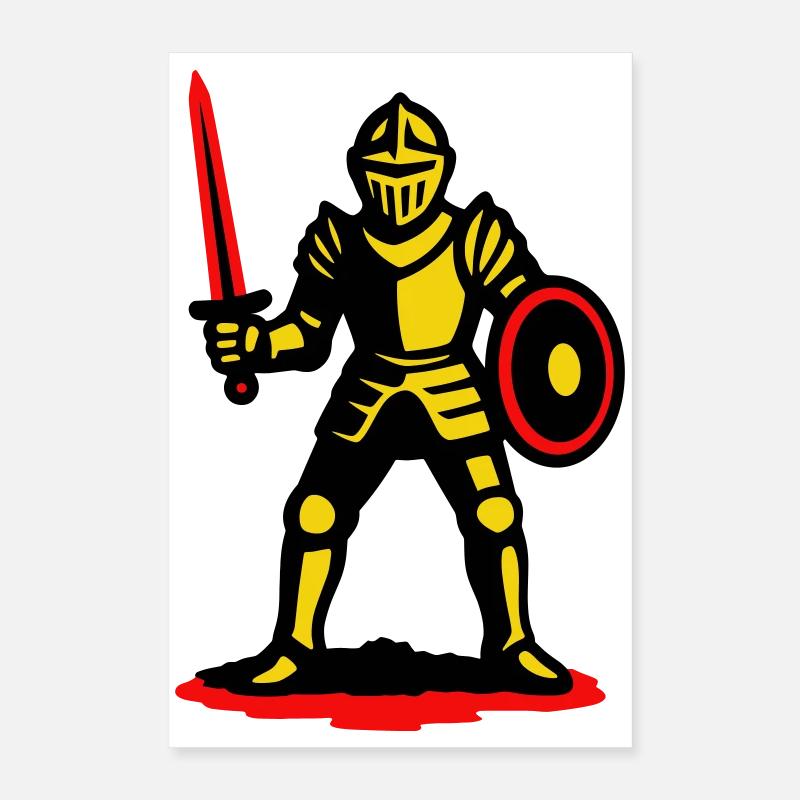 Chevalier jaune à l’épée rouge Poster 40 x 60 cm