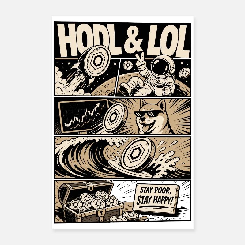 HODL LOL Crypto Meme Comic Poster 40 x 60 cm