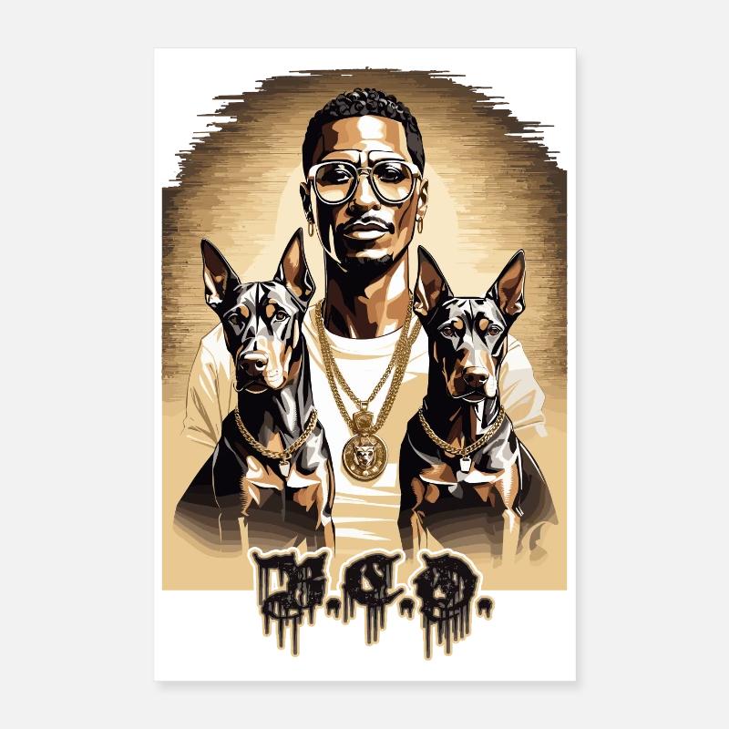 Rappeur avec Dobermans Poster 40 x 60 cm