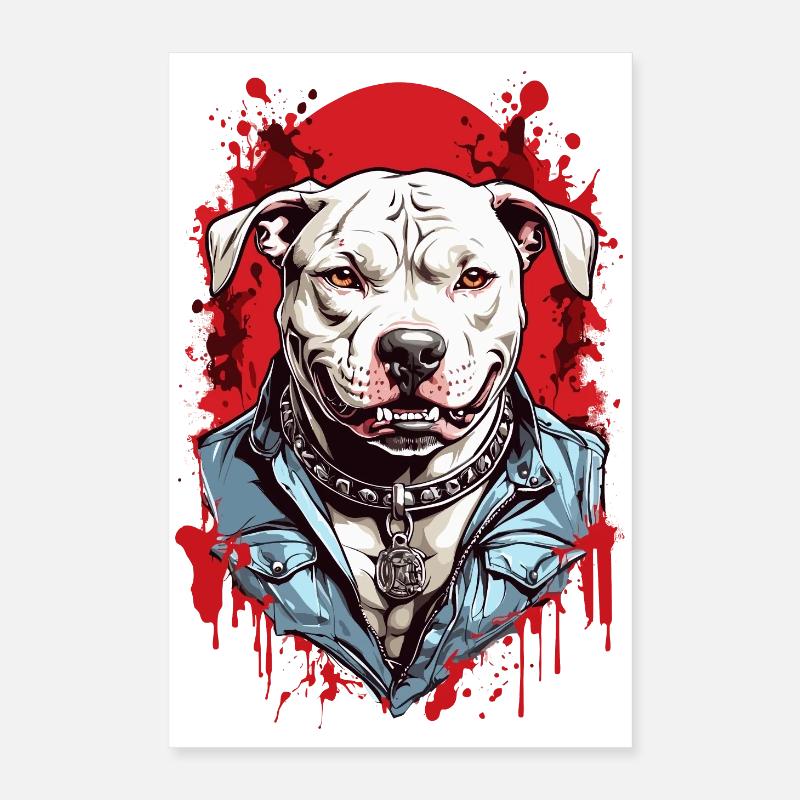 Race de chien Pitbulls Poster 40 x 60 cm