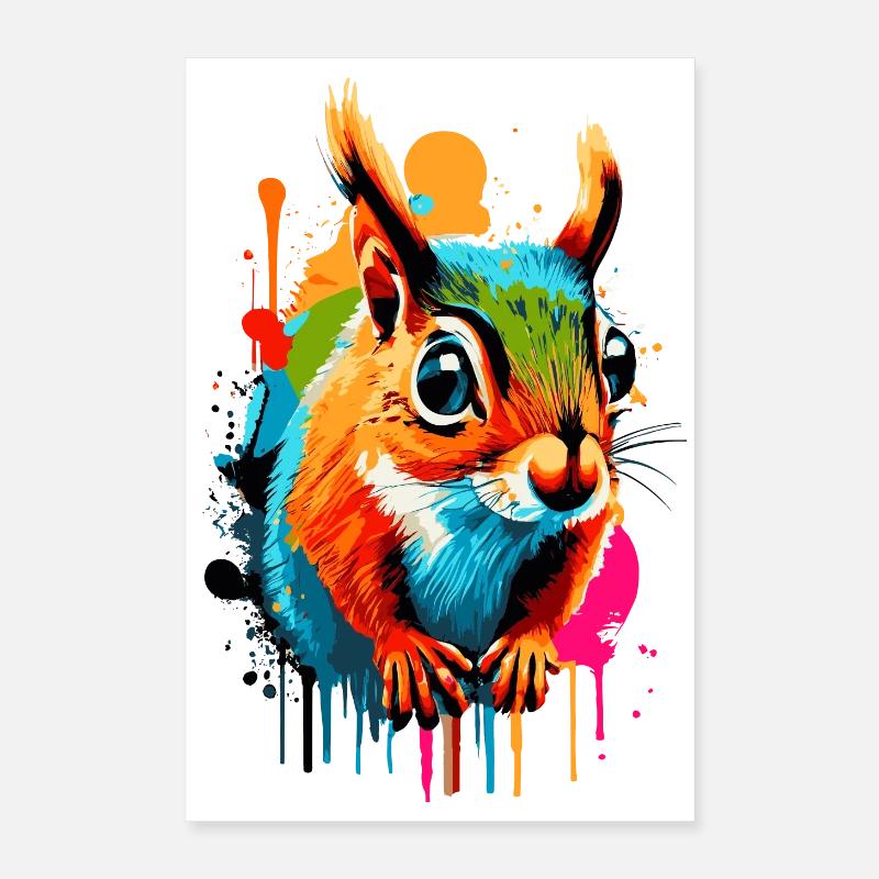 Eichhörnchen Sciurus - Squirrel Farbenfroh Poster 40x60 cm