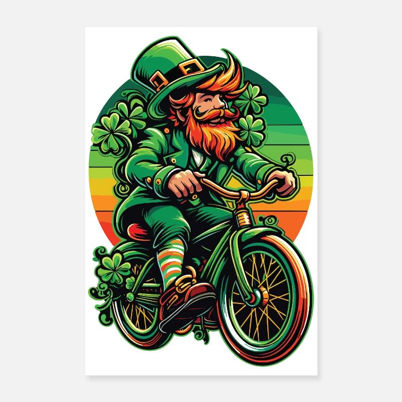 Conception de vélo lutin pour la Saint-Patrick Poster 40 x 60 cm