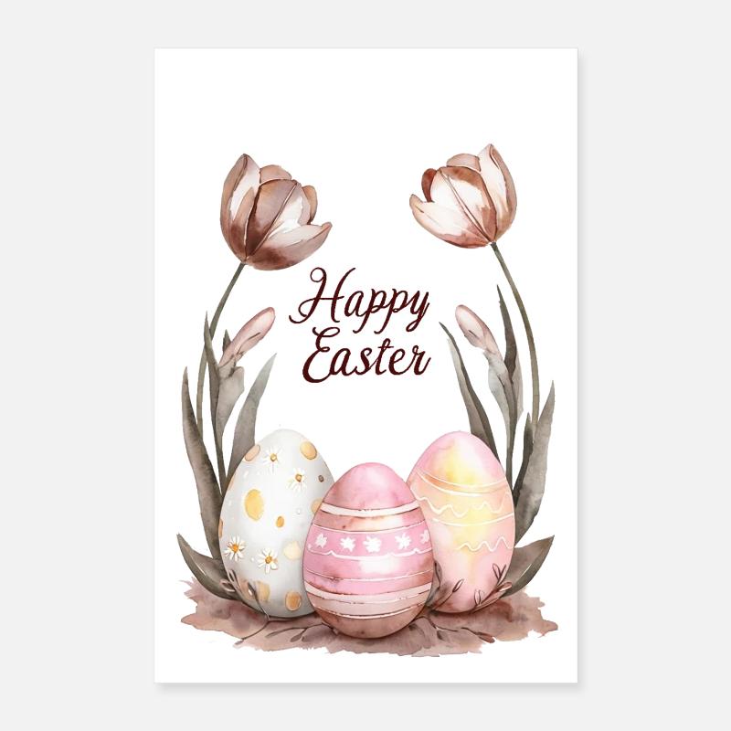 Oeufs Et Fleurs De Pâques Poster 40 x 60 cm