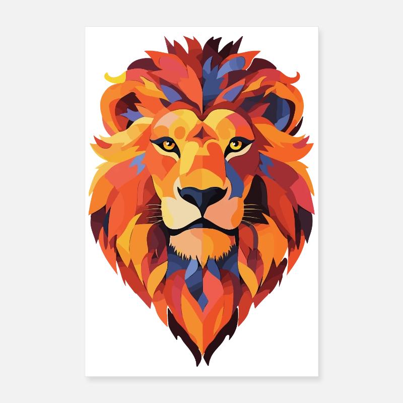 Illustration de Lion coloré Poster 40 x 60 cm