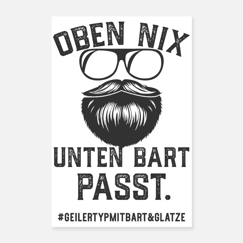 Geiler Typ Mit Bart Und Glatze Bartträger Vollbart Poster 40x60 cm