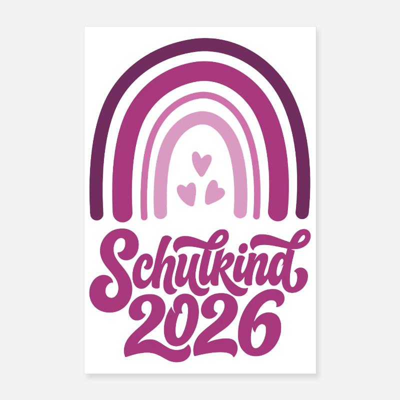 Schulkind 2026 Mädchen Boho Regenbogen Poster 40x60 cm