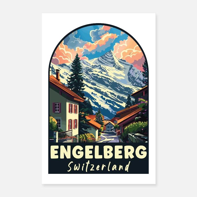 Entdecken Sie den alpinen Engelberg in der Schweiz Poster 40x60 cm