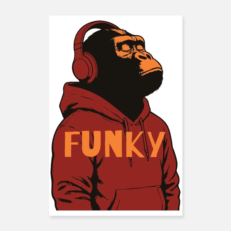 Funky Gorilla Hoodie Design Poster 16" x 24" (40x60 cm)