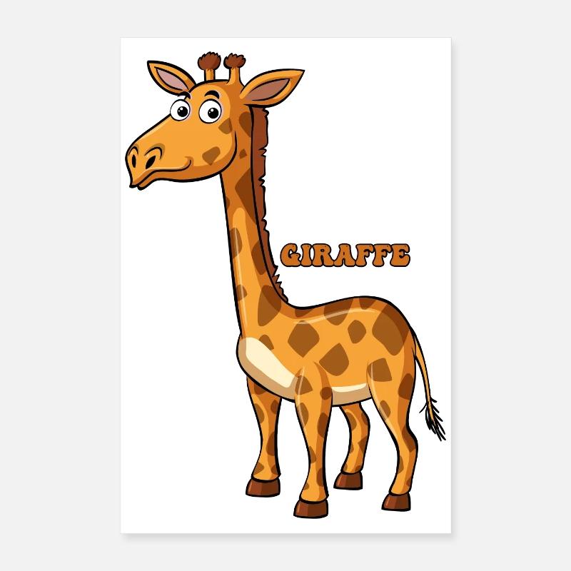Playful Giraffe Illustration Poster 16" x 24" (40x60 cm)