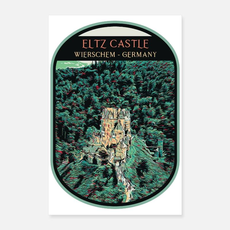 Illustration Eltz Castle, Moselle Valley Poster 16" x 24" (40x60 cm)