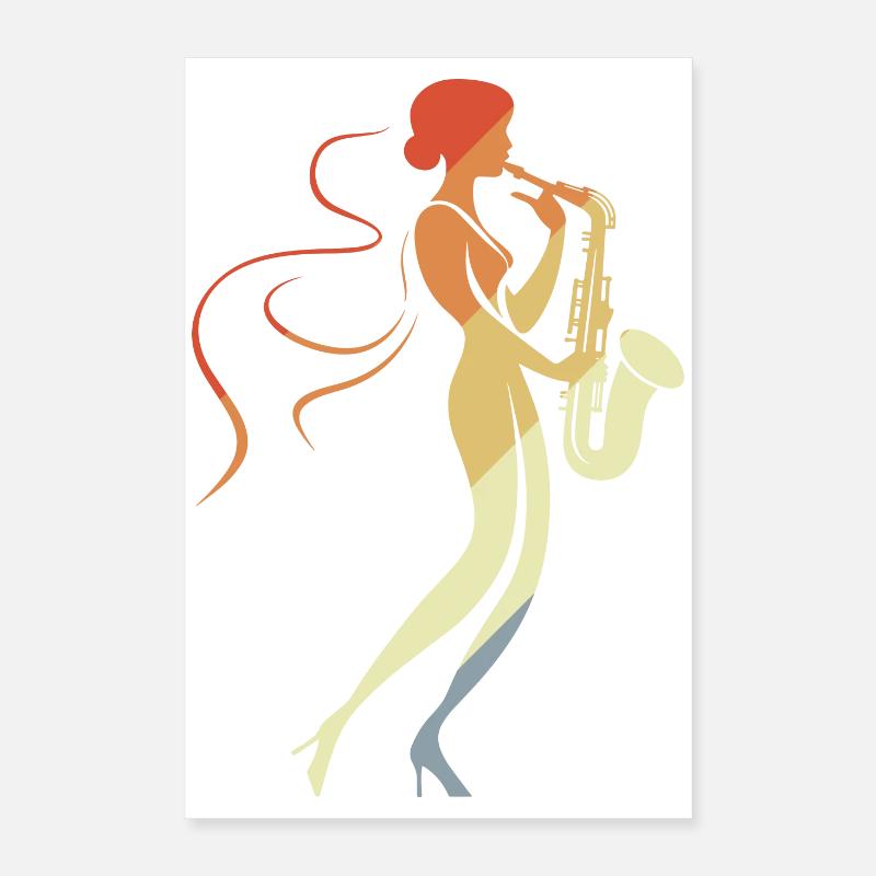 Saxophon Frau Poster 40x60 cm