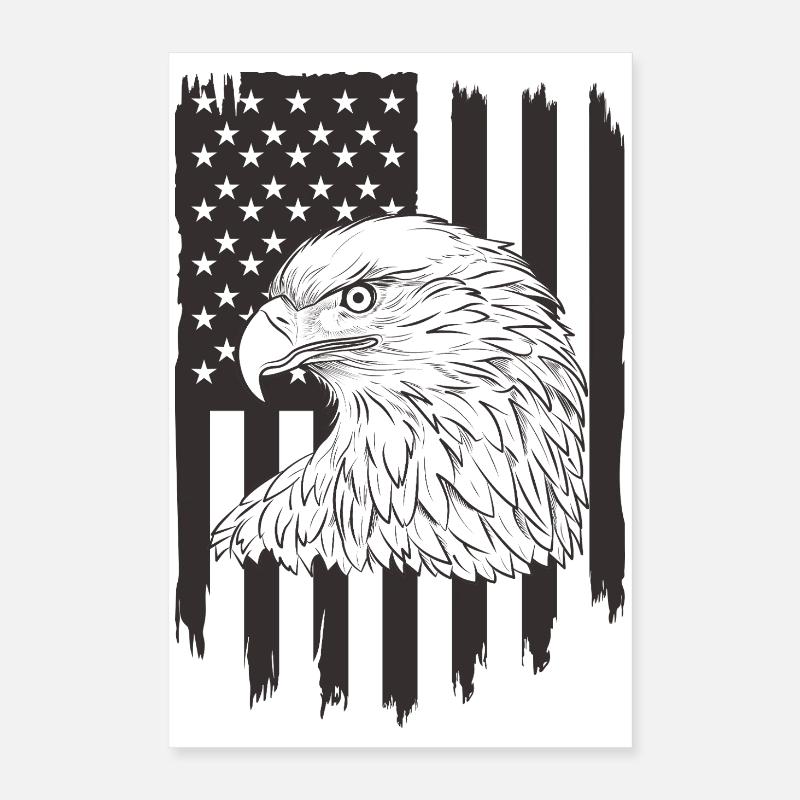 Majestueux Eagle America Flag Design Poster 40 x 60 cm