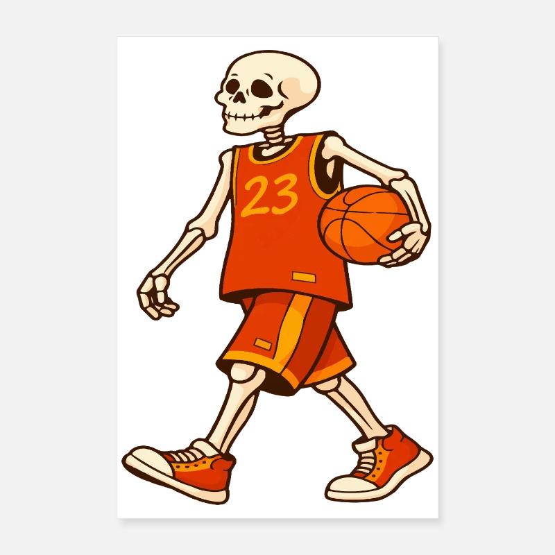 Skeleton Hoops en maillot orange Poster 40 x 60 cm