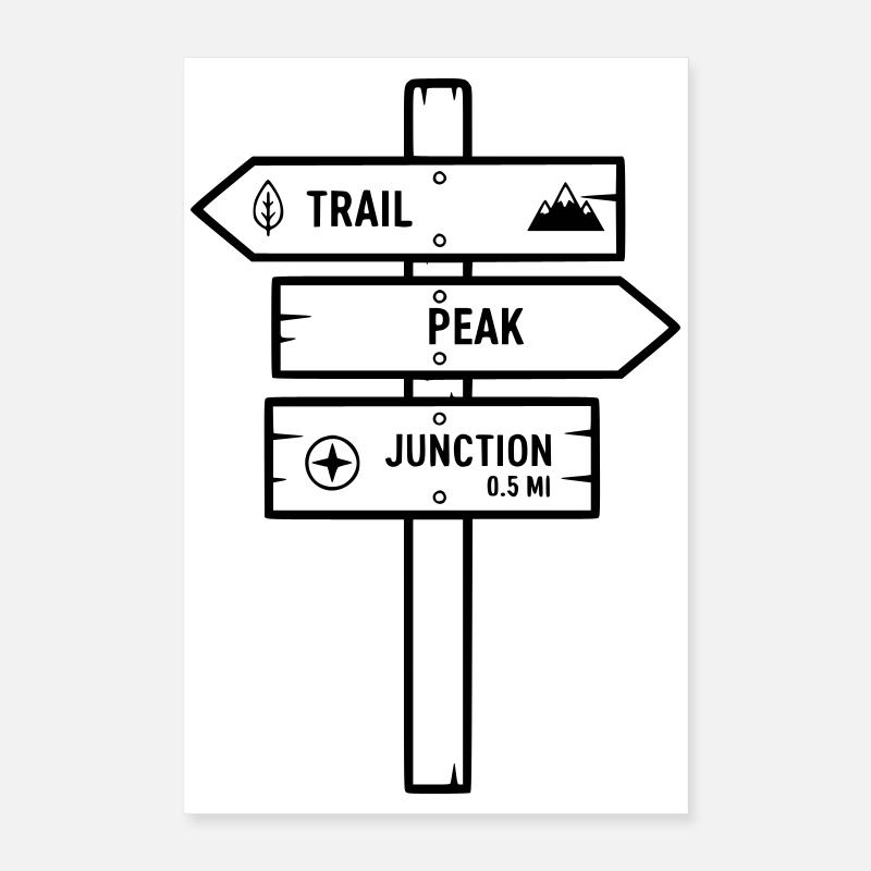Signpost Trail Peak Poster 16" x 24" (40x60 cm)
