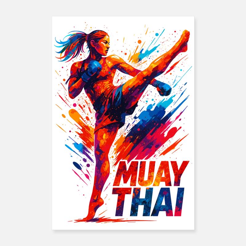 Muay Thai Kick: Abstract Boxer Graphic Gift Poster 16" x 24" (40x60 cm)