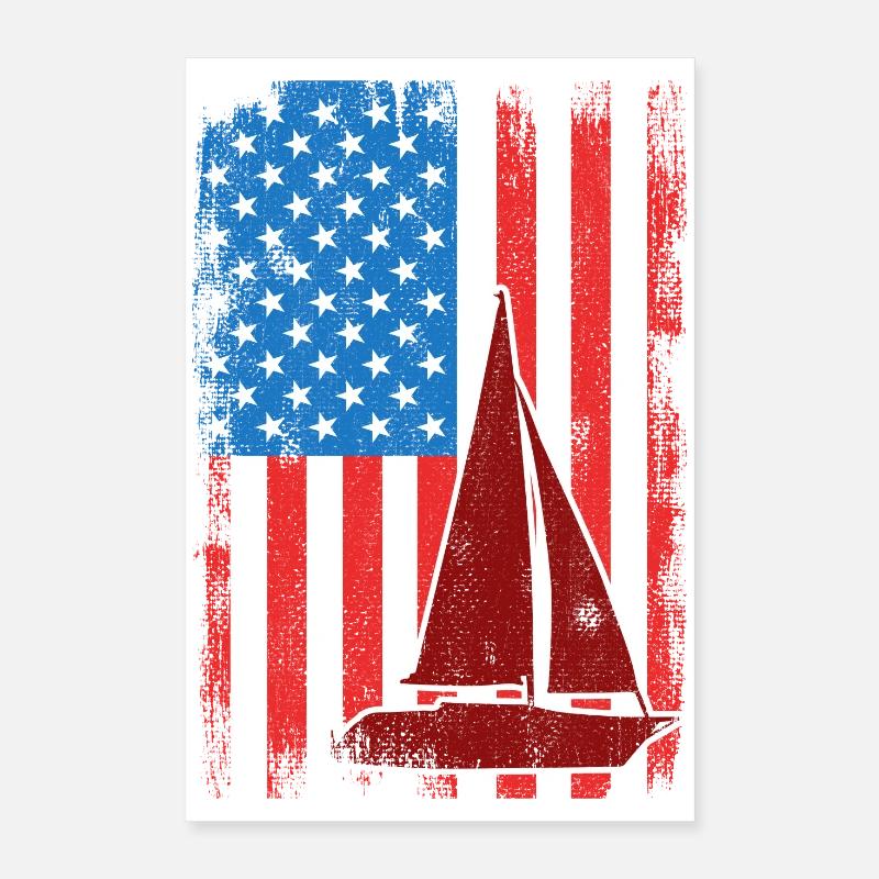 4 juillet Sailing USA Poster 40 x 60 cm