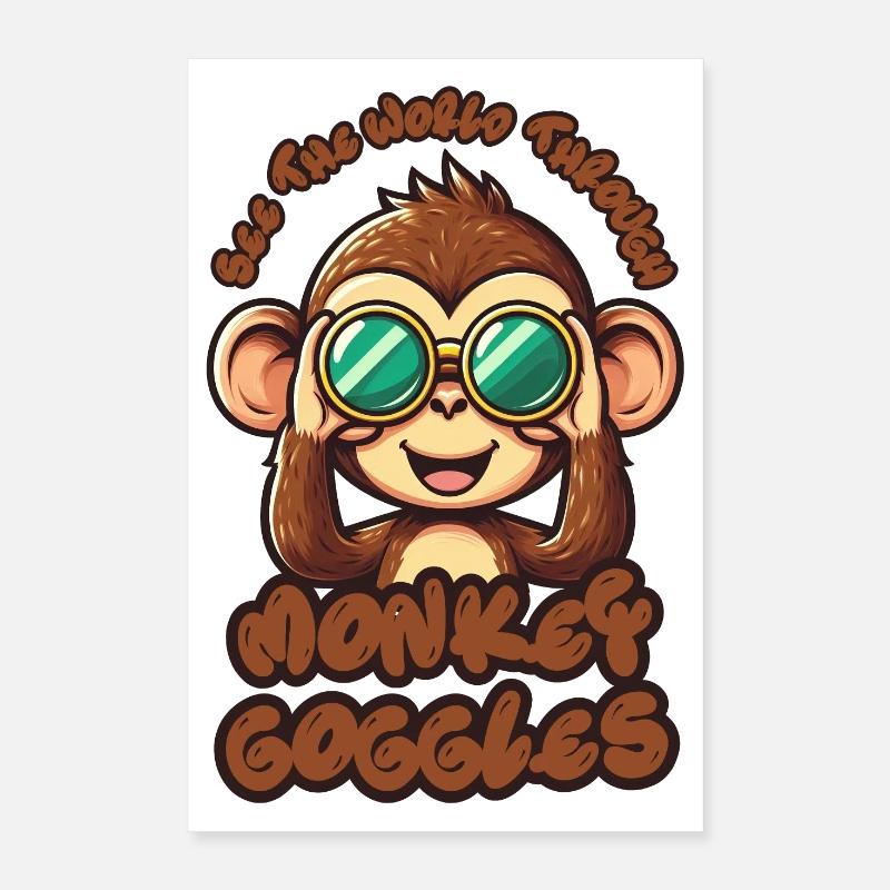 Cute Monkey: See the world through monkey goggles! Poster 16" x 24" (40x60 cm)