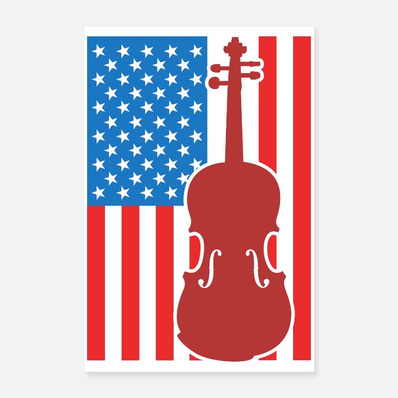 Fiddle USA Flag Poster 16" x 24" (40x60 cm)