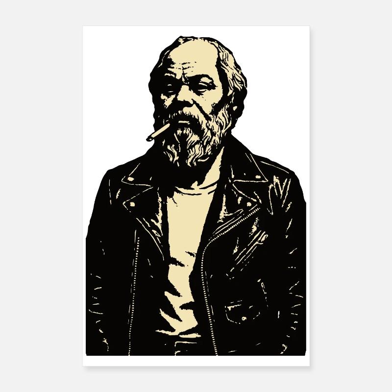 Socrate Grèce antique Philosophe Noir Portrait Poster 40 x 60 cm