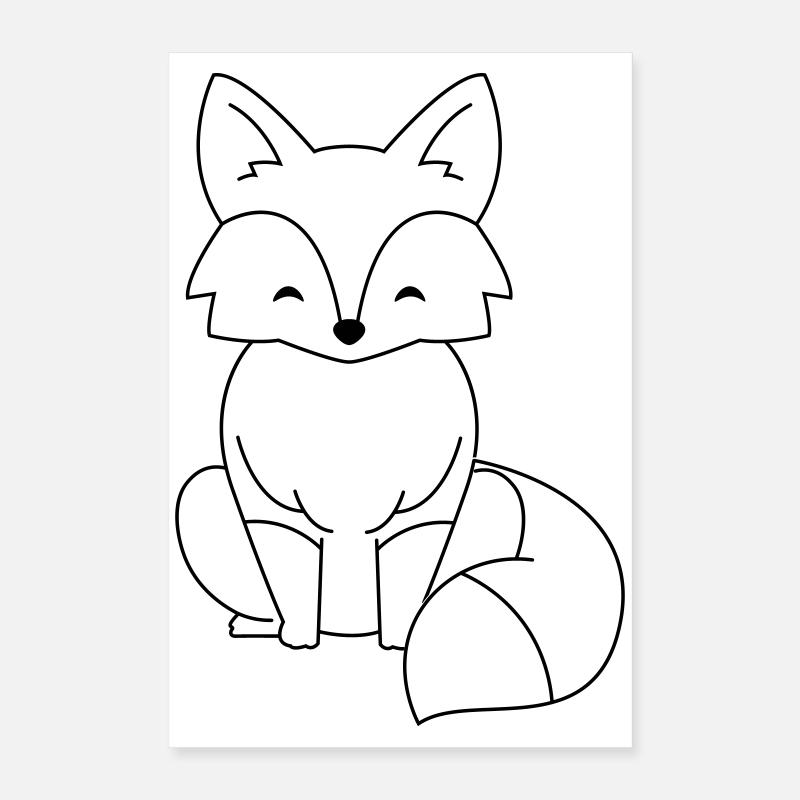 Bande dessinée Renard en noir Poster 40 x 60 cm