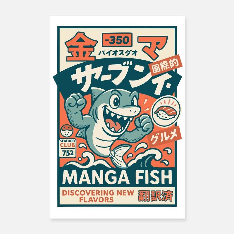 Manga Fish Poster 40x60 cm