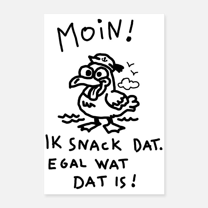 Moin Dämliche Möwe Witzig Kinder Motiv  Poster 40x60 cm