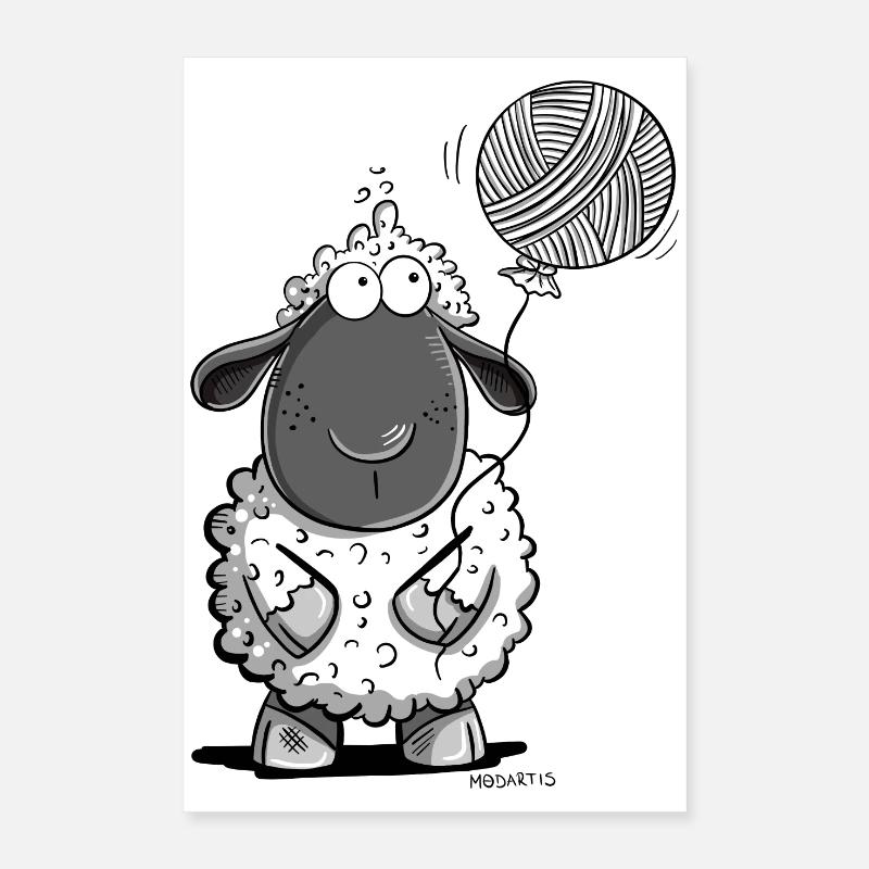 Schaf Mit Wolle Ballon Poster 40x60 cm