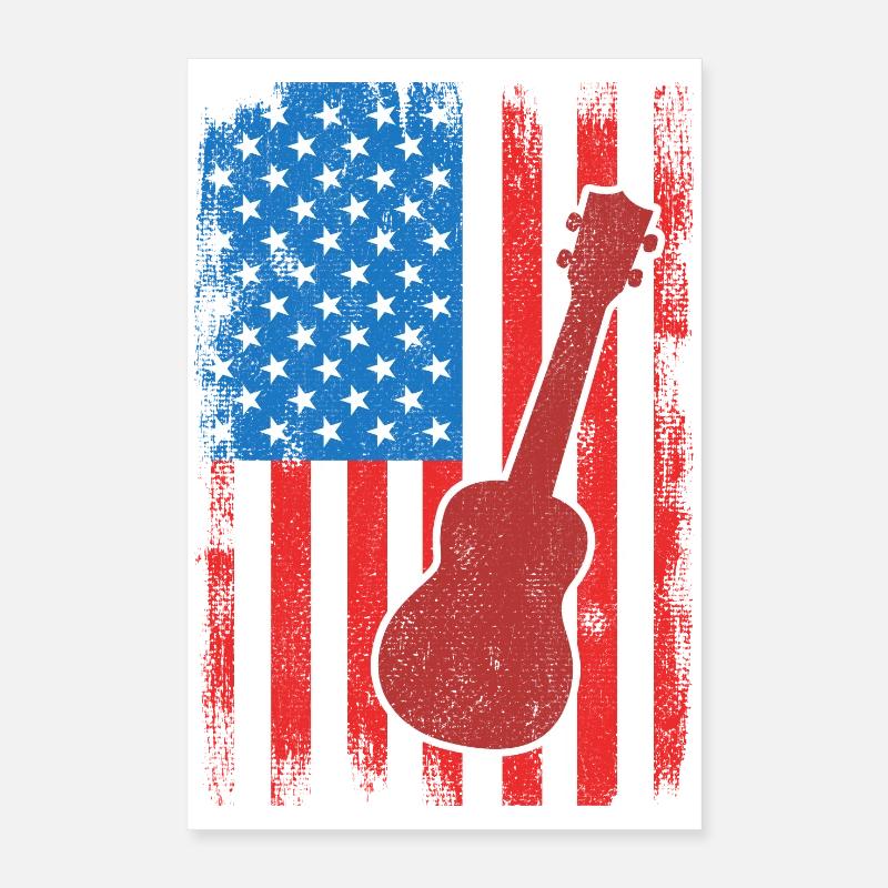 4 juillet USA Ukulele Poster 40 x 60 cm