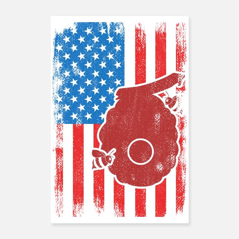 Patriotic U.S. Beekeeper Poster 16" x 24" (40x60 cm)