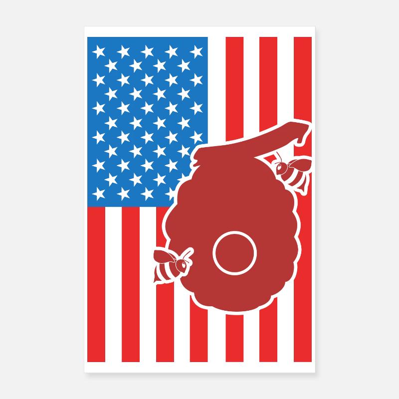 Apiculture Drapeau US Poster 40 x 60 cm