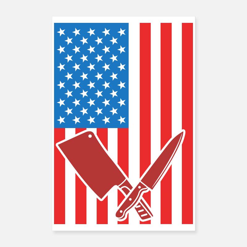 Drapeau des États-Unis de boucher Poster 40 x 60 cm