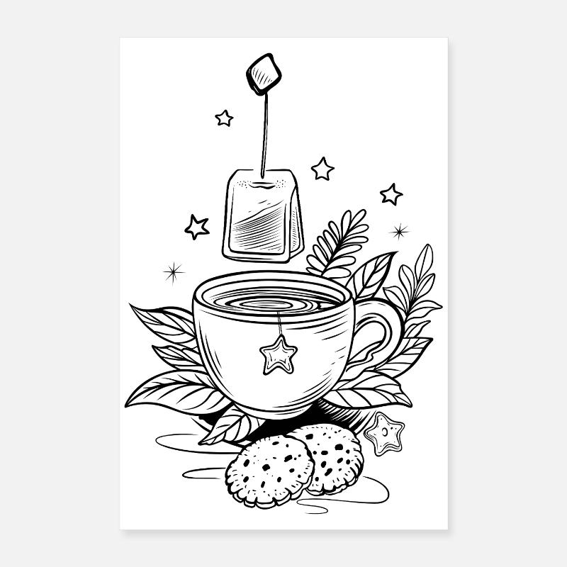 Tee Teetasse mit Earl Grey und Teebeutel Poster 40x60 cm