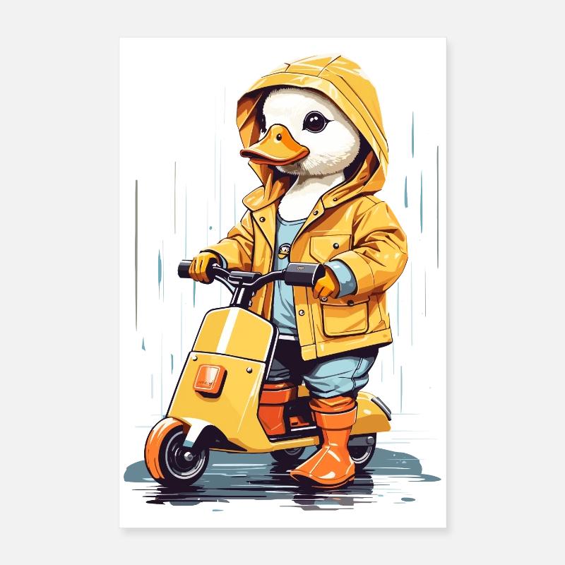 Canard mignon avec rouleau Poster 40 x 60 cm