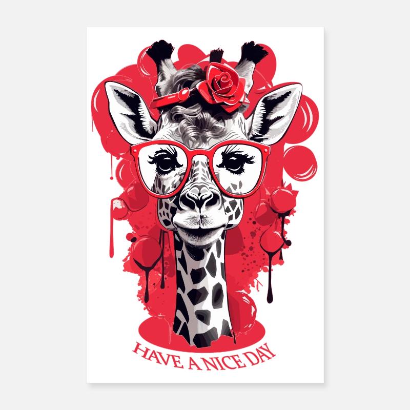 Cute giraffe with glasses Poster 16" x 24" (40x60 cm)