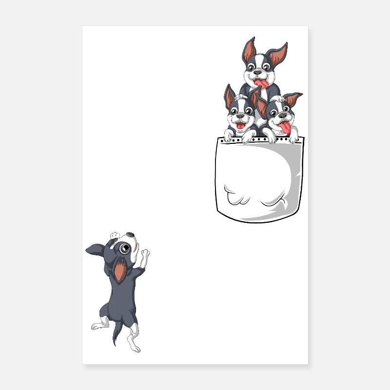 conception ludique de bande dessinée de poche Boston Terrier Poster 40 x 60 cm