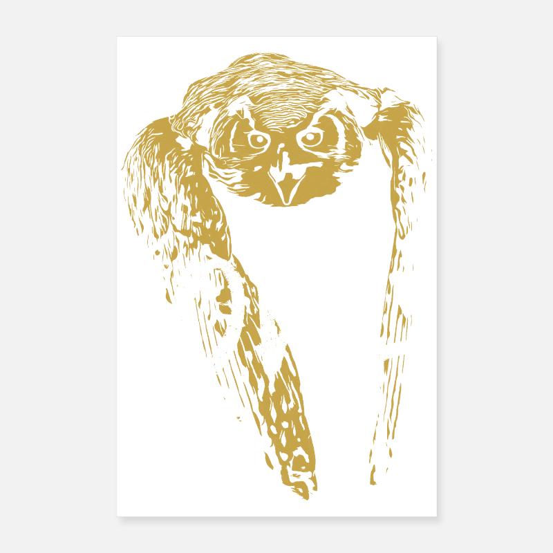 Moderne Kalligraphie Eule Illustration Poster 40x60 cm