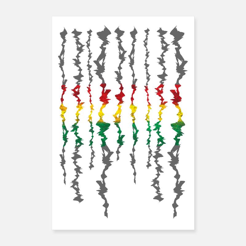 Ruban Rasta Rayures Niveaux de Gris Poster 40 x 60 cm