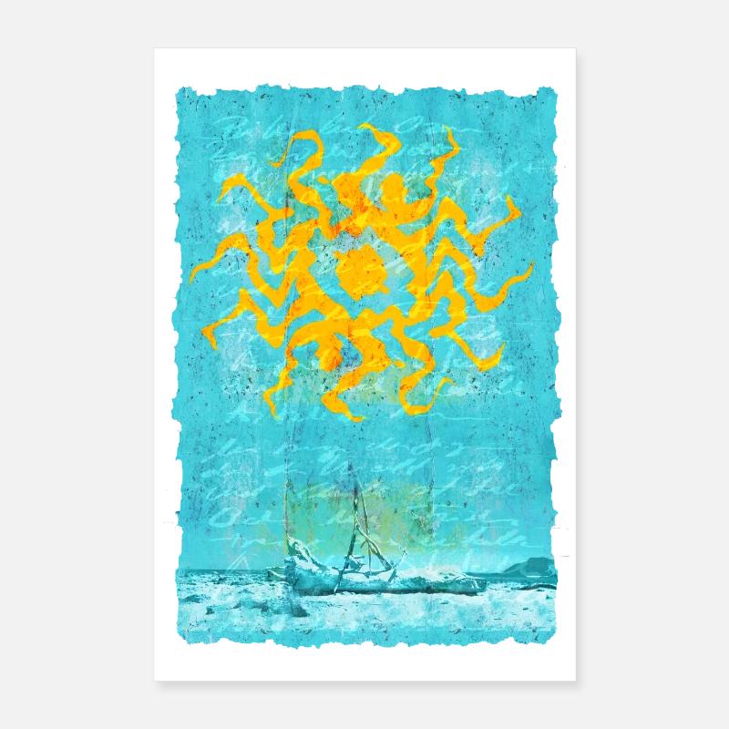 Vortex de soleil sur le bateau de plage Poster 40 x 60 cm