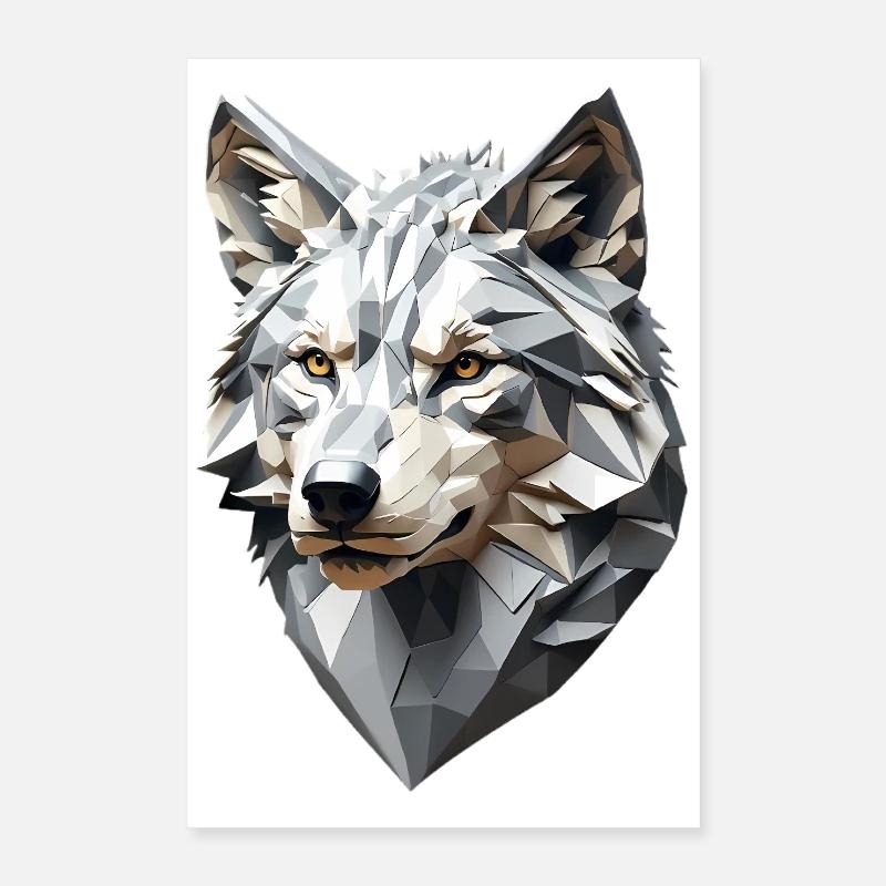 Wolf Head LowPoly Geometric Poster 40 x 60 cm