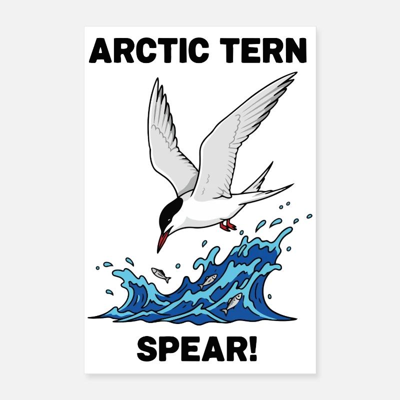 Arctic Tern Fishing Sea Spear Arctic Tern Poster 16" x 24" (40x60 cm)
