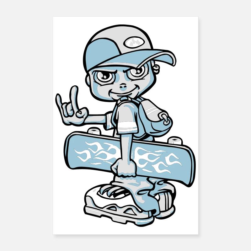 Garçon et son skateboard flex Poster 40 x 60 cm