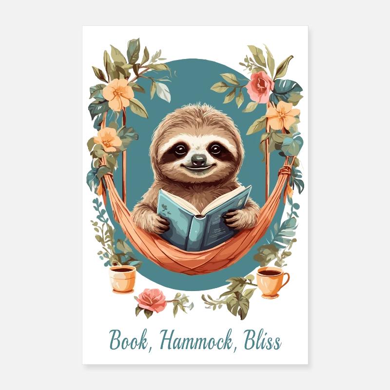 Buch, Hängematte, Glückseligkeit Poster 40x60 cm