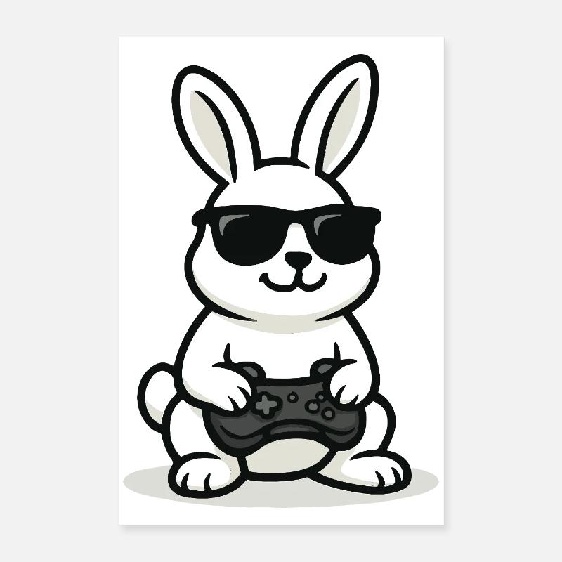 Cool Gaming Bunny Poster 40x60 cm