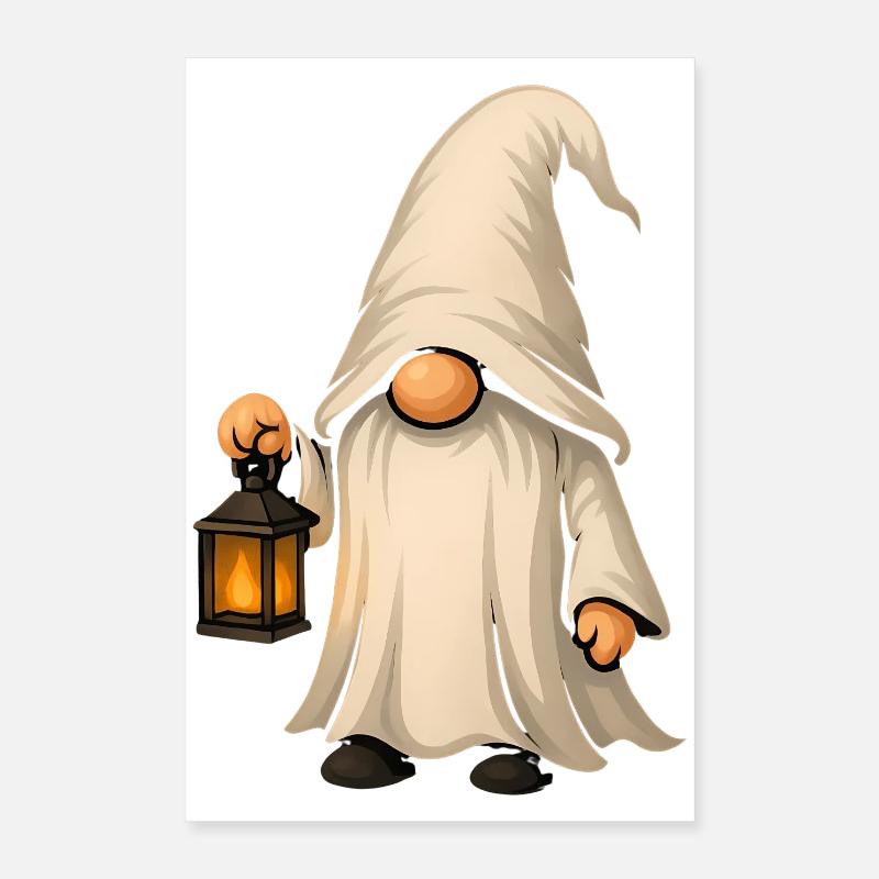 Mystischer Gartenzwerg mit Laterne Poster 40x60 cm