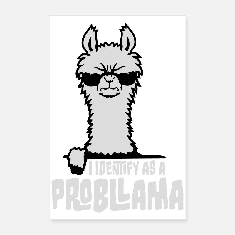 I Identify As A Probllama Cool Lama Problem Spruch Poster 40x60 cm