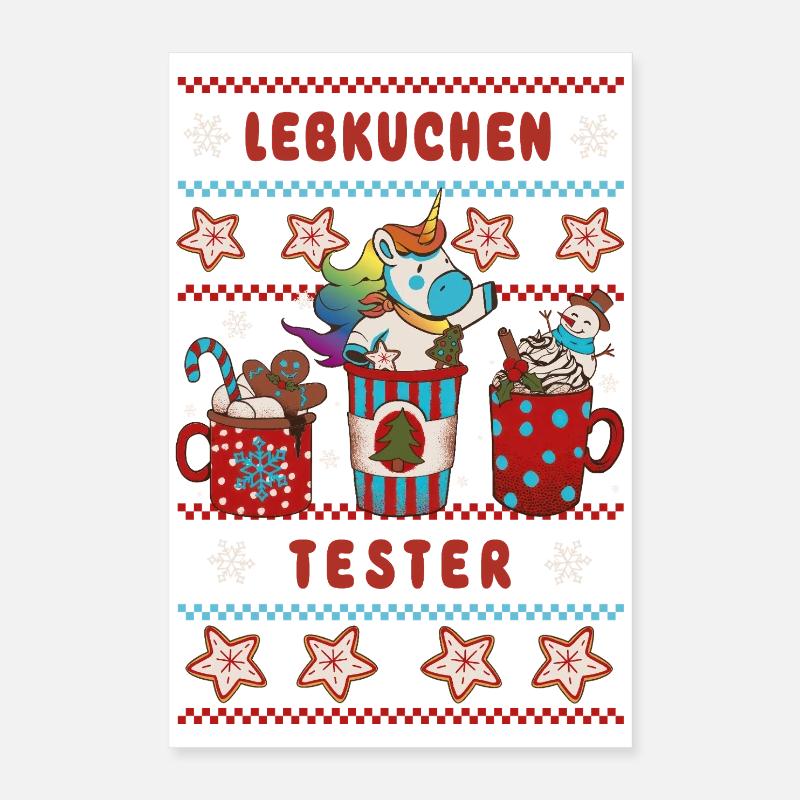 LEBKUCHEN TESTER Einhorn Weihnachten Poster 40x60 cm