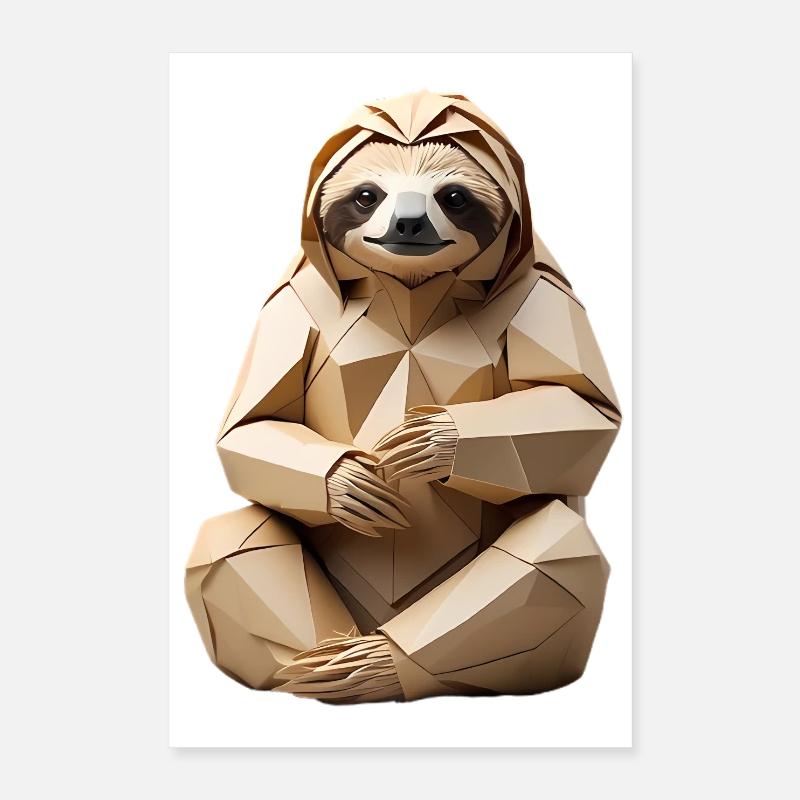 Polygon Sloth Snuggle Design Poster 16" x 24" (40x60 cm)
