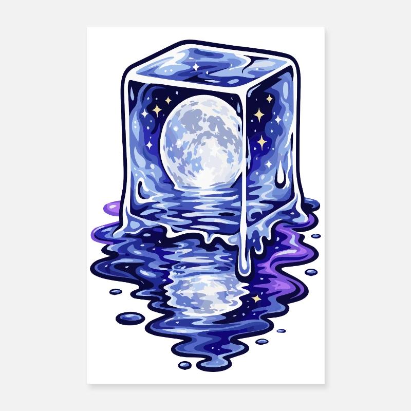 Moonlit Cube Melting Poster 16" x 24" (40x60 cm)