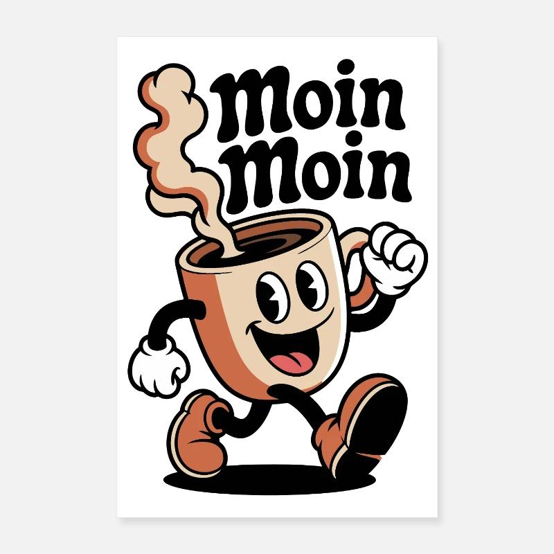 Kaffeefreude Cartoon Becher Poster 40x60 cm
