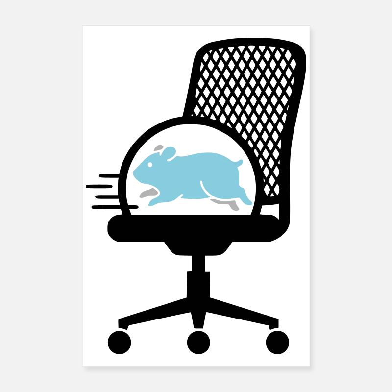 Roue de hamster sur chaise de bureau Poster 40 x 60 cm